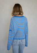 Piper Cardigan - Mini Striped Blue