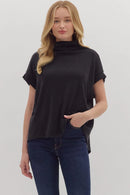 Merritt Mock Neck Top Black