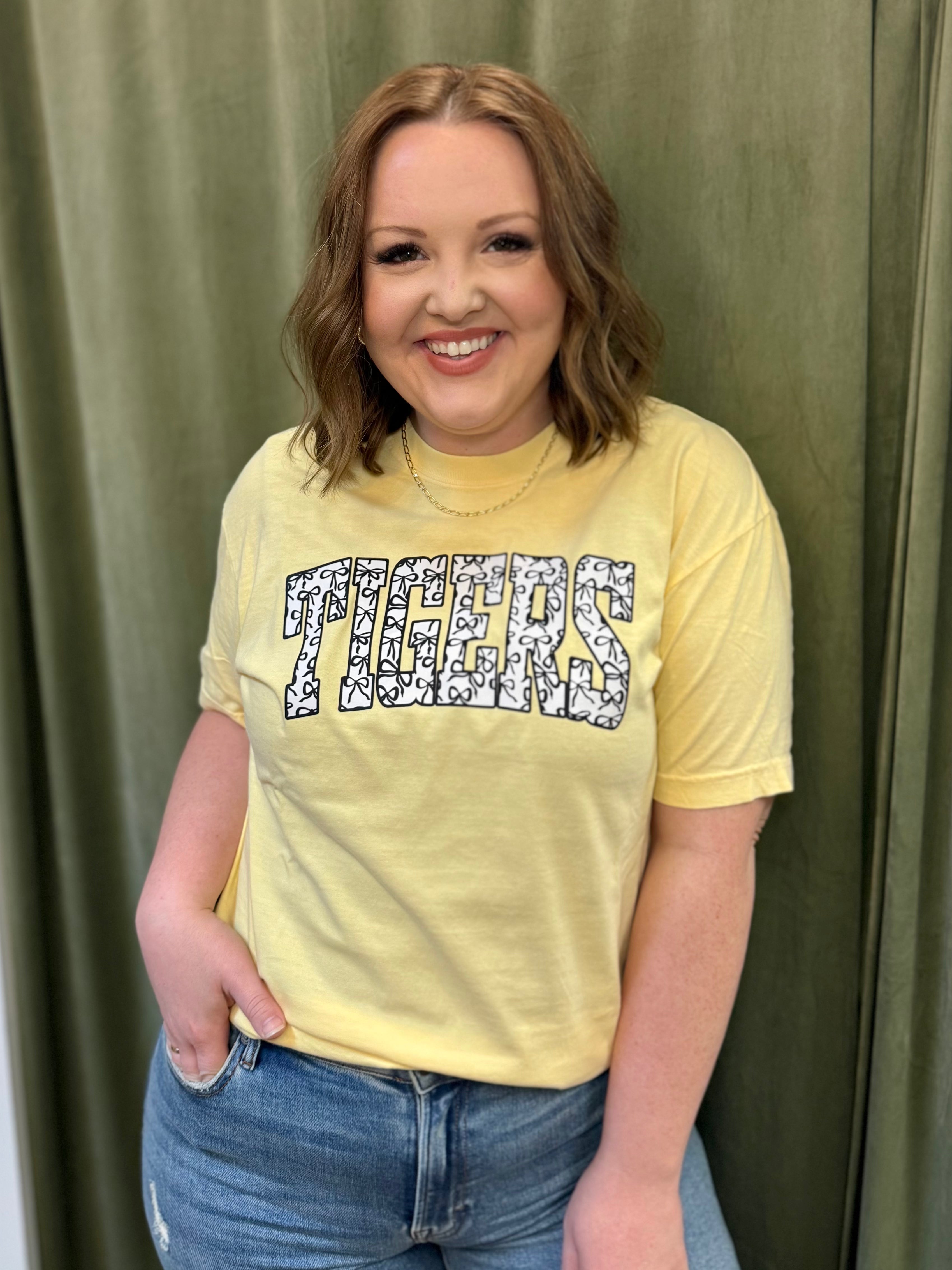 Tigers Coquette Bow Tee: Butter