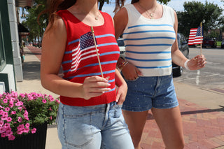Summer Shore Stripe Tank Red