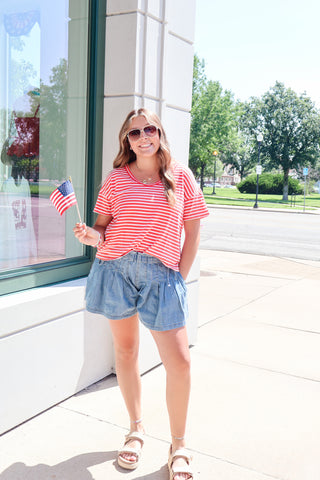 Breezy Washed Stripe Short Sleeve
