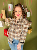 Luxe Plaid Wool Jacket Taupe