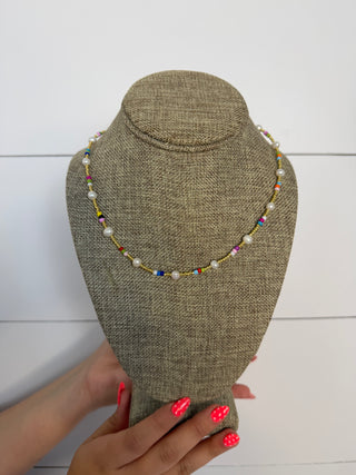 Hart Design | Gold Pearl Multi Color Necklace