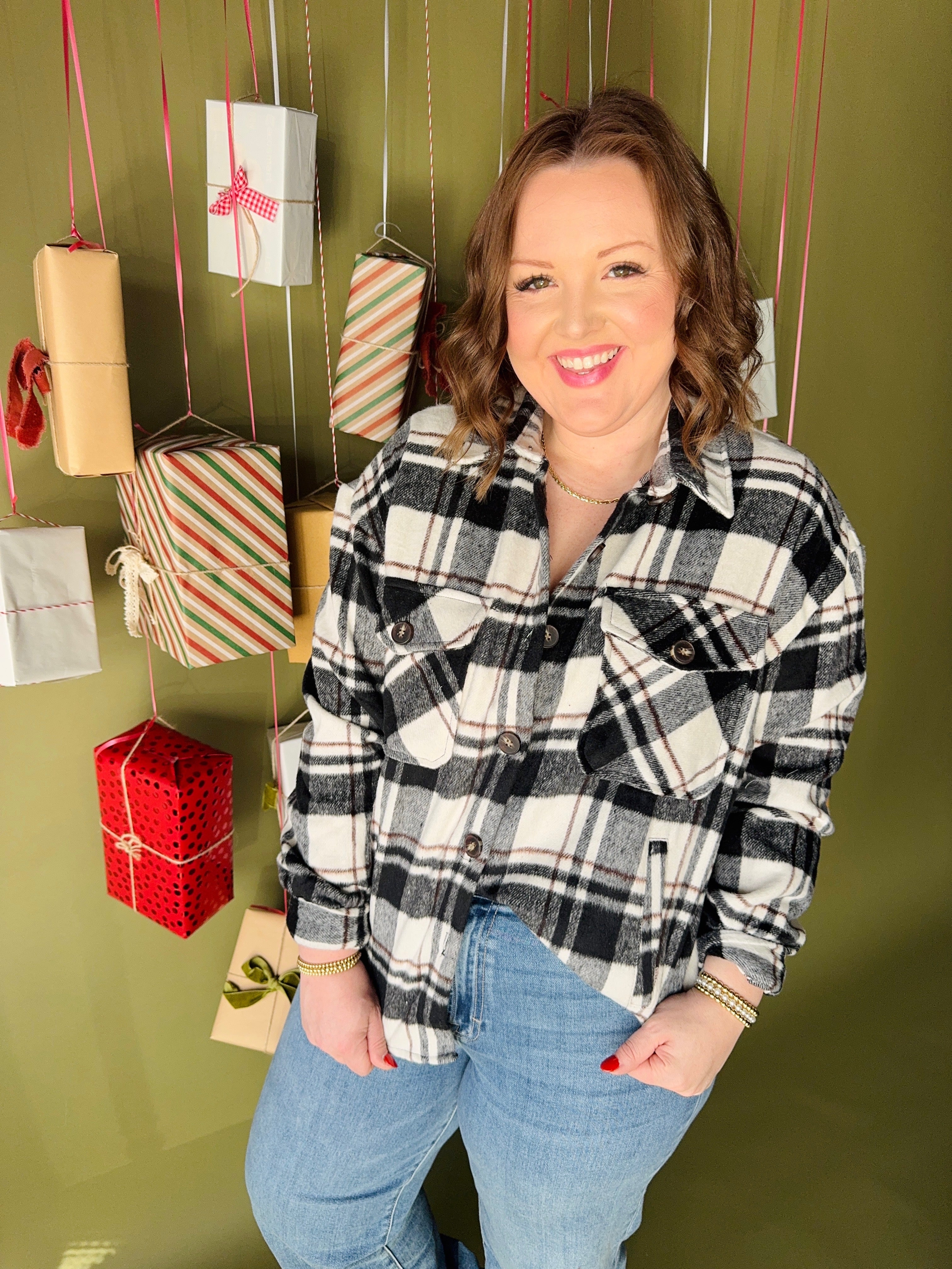 Luxe Plaid Wool Jacket Black