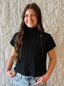 Magnolia Dot Mock Neck Top - Sugar Co.Top