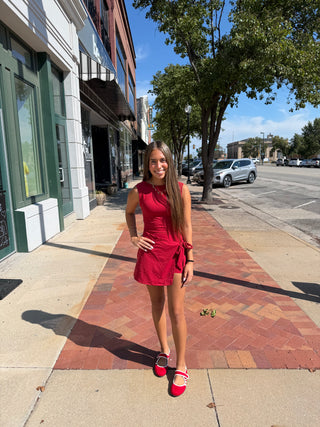 On-The-Go Wrap Dress Red