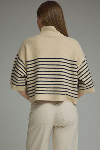 Harper Striped Mock Neck Knit Top