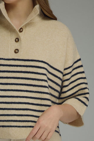 Harper Striped Mock Neck Knit Top