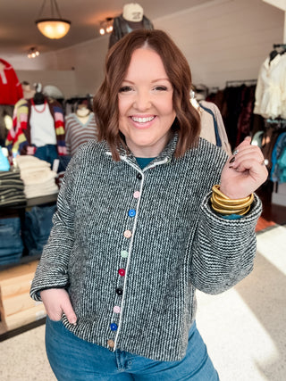 Sprinkle Button Stripe Cardigan