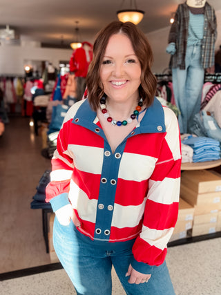 Homecoming Rugby Stripe Top Red