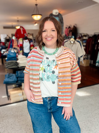 Mocha Mix Striped Button Cardigan