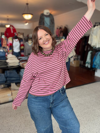 Sugar Rush Stripe Long Sleeve Pink