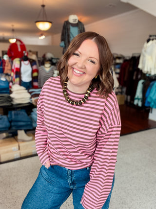 Sugar Rush Stripe Long Sleeve Pink