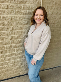 Piper Quarter Zip Top Almond