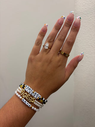 Game Day Beaded Bracelet Black & White