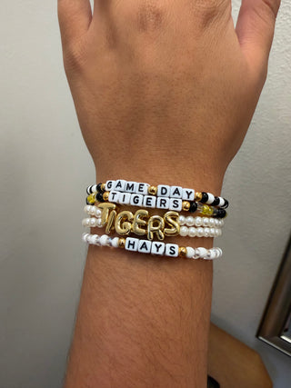 Game Day Beaded Bracelet Black & White