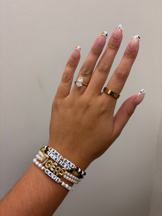 Game Day Beaded Bracelet Black & White