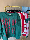 Christmas Plaid Holly Jolly Lettering Sweatshirt