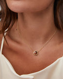 Basketball Gold Short Pendant Necklace in Orange Goldstone