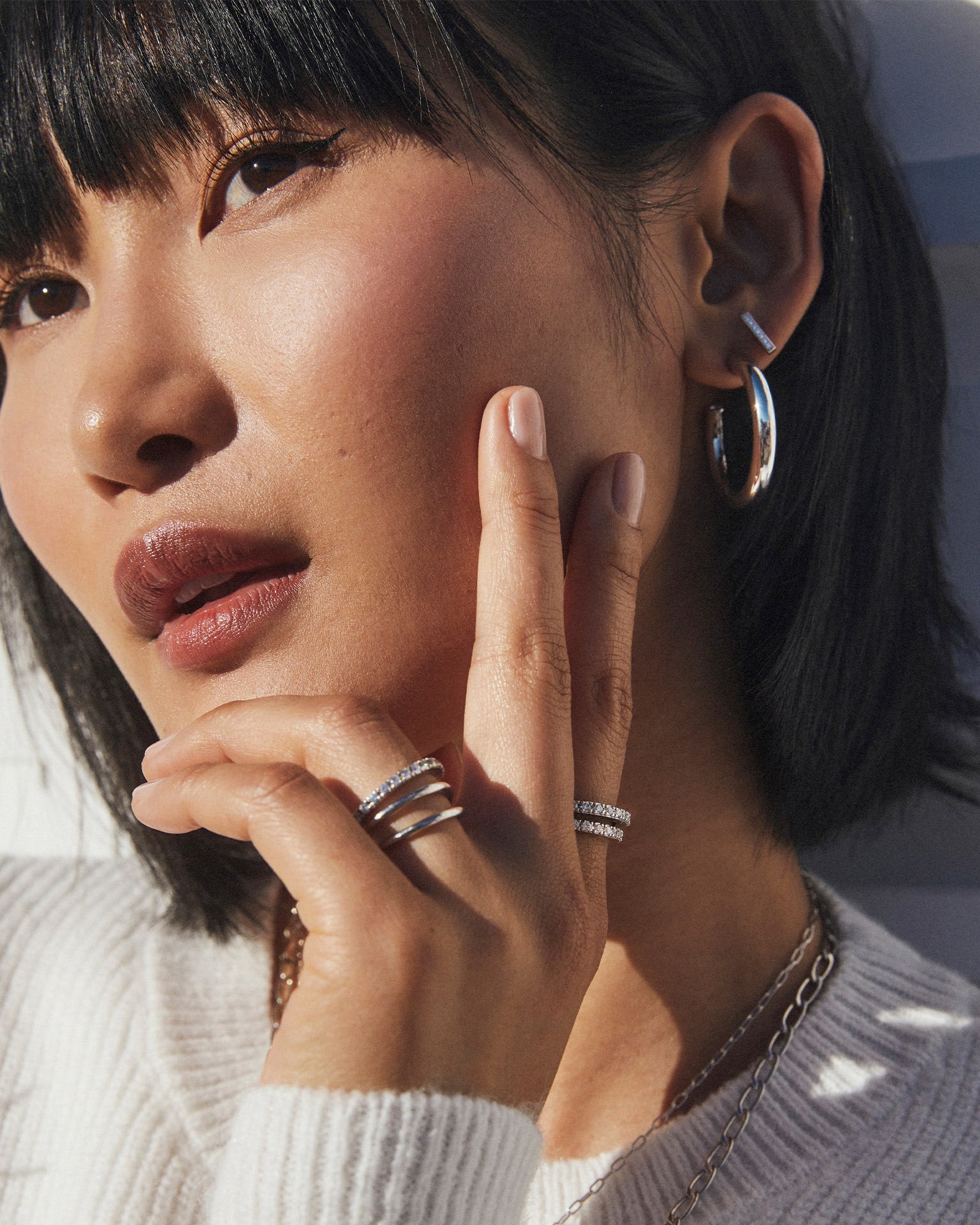 Colette Hoop Earrings in Silver