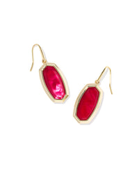 Dani Bezel Gold Drop Earrings  CARMINE RED ILLUSION