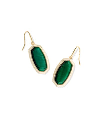 Dani Bezel Gold Drop Earrings  GOLD GREEN TIGERS EYE