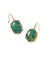 Daphne Gold Drop Earrings GOLD BRONZE VEINED GREEN MALACHITE