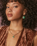 Daphne Gold Link and Chain Necklace GOLD BRONZE VEINED GREEN MALACHITE