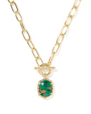 Daphne Gold Link and Chain Necklace GOLD BRONZE VEINED GREEN MALACHITE