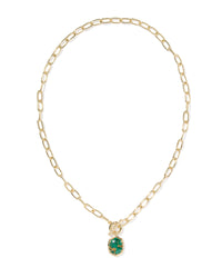 Daphne Gold Link and Chain Necklace GOLD BRONZE VEINED GREEN MALACHITE