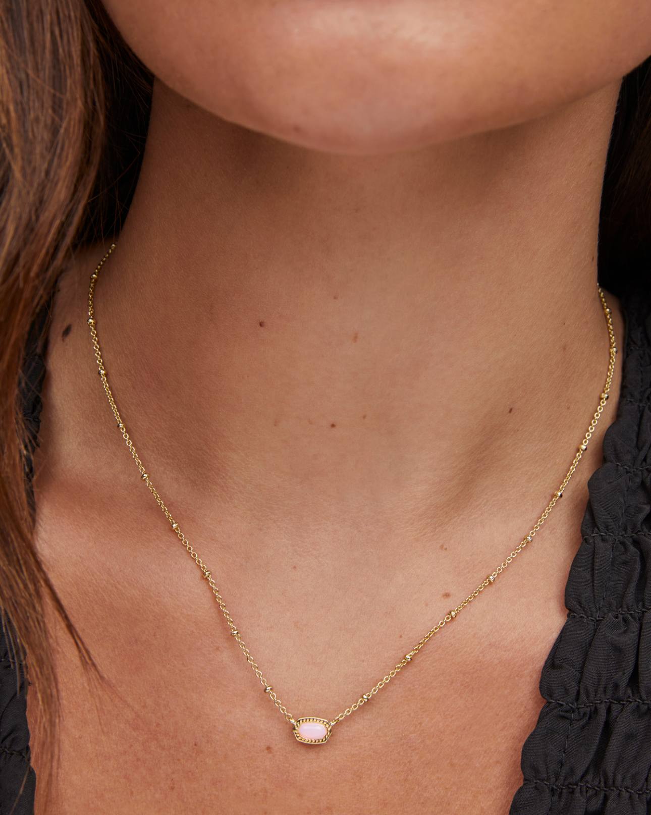 Mini Elisa Gold Satellite Short Pendant Pink Opalite Crystal