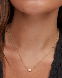 Mini Elisa Gold Satellite Short Pendant Pink Opalite Crystal