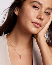 MINI ELISA TOGGLE SHORT PENDANT NECKLACE  GOLD CARMINE RED ILLUSION