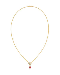 MINI ELISA TOGGLE SHORT PENDANT NECKLACE  GOLD CARMINE RED ILLUSION