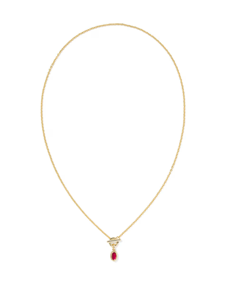 MINI ELISA TOGGLE SHORT PENDANT NECKLACE  GOLD CARMINE RED ILLUSION