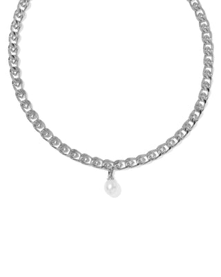 Kendra Scott Oakland Pearl Short Pendant Necklace in Silver
