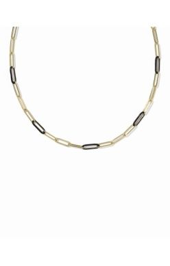 Kendra Scott | Courtney Enamel Link And Chain Necklace Gold & Black Enamel