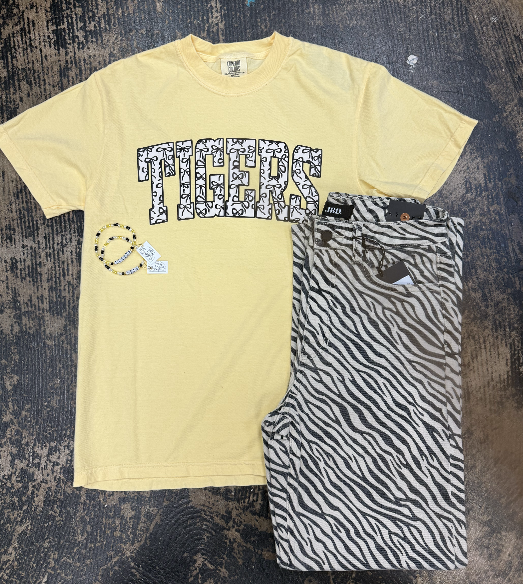 Tigers Coquette Bow Tee: Butter
