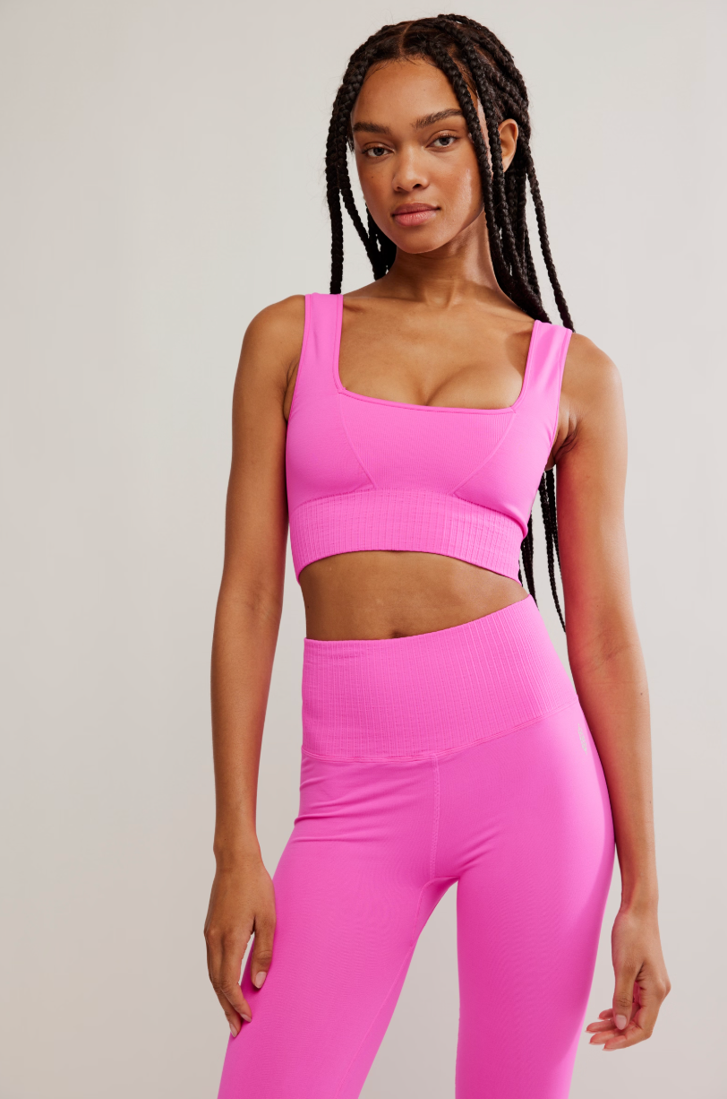 Good Karma Square-Neck Bra Fuchsia Flirt