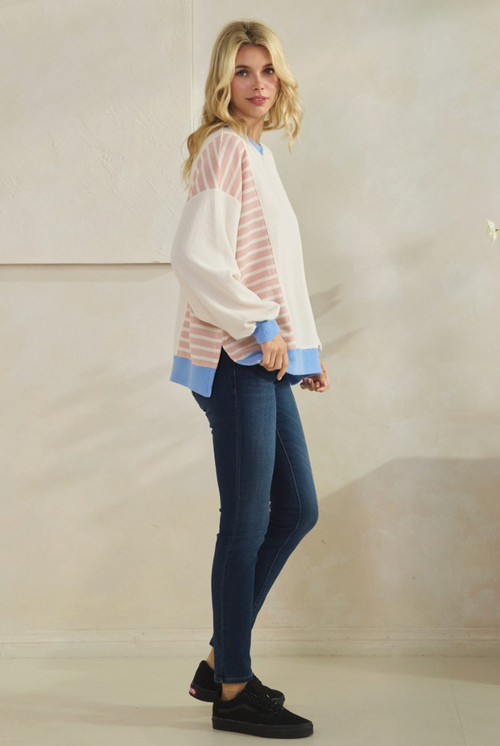 Cloudburst Colorblock Top Long Sleeve Dusty Rose