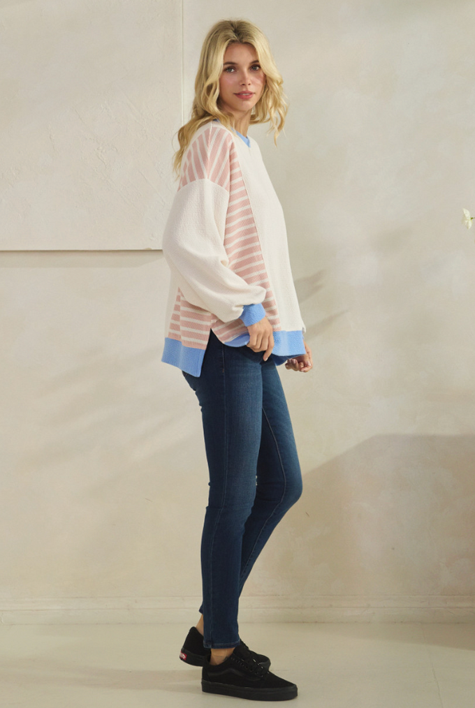 Cloudburst Colorblock Top Long Sleeve Dusty Rose
