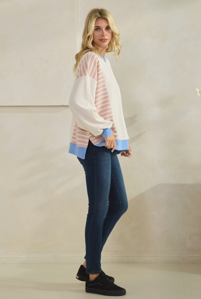 Cloudburst Colorblock Top Long Sleeve Dusty Rose
