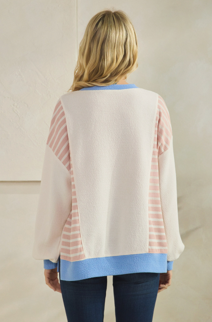Cloudburst Colorblock Top Long Sleeve Dusty Rose