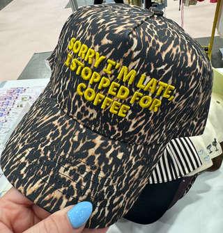 Sorry I'm Late, I Stopped for Coffee - Luxe Leopard Trucker Hat
