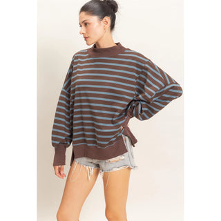 Cozy & Striped Mock Neck