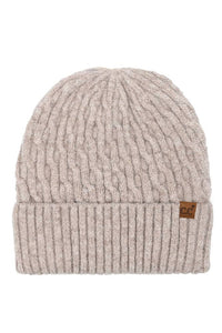 C.C Chain Link Cable Cuff Beanie: Gray