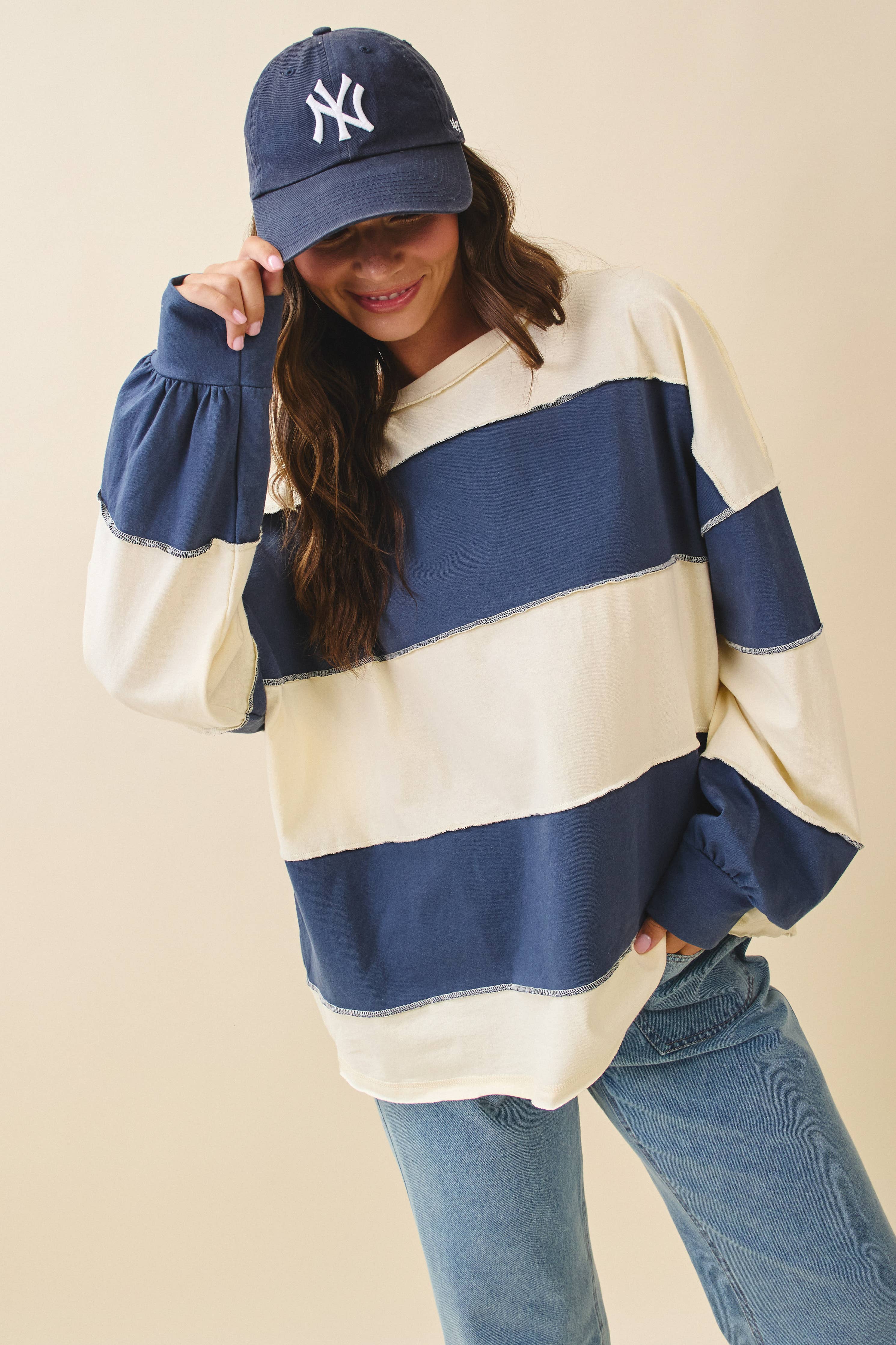 Everyday Panel Long Sleeve Top: Pineapple Navy