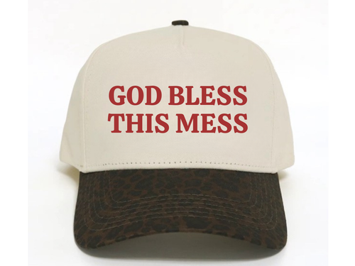 God Bless This Mess hats: Leopard and cream