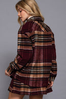 Luxe Plaid Wool Jacket Burgundy