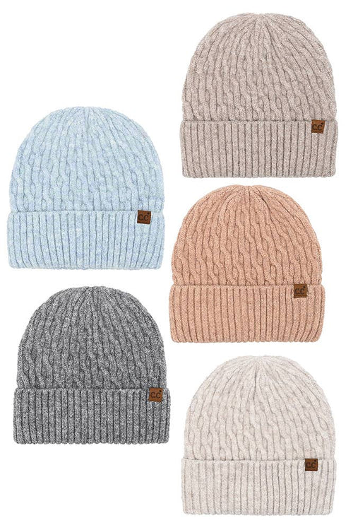 C.C Chain Link Cable Cuff Beanie: Oatmeal